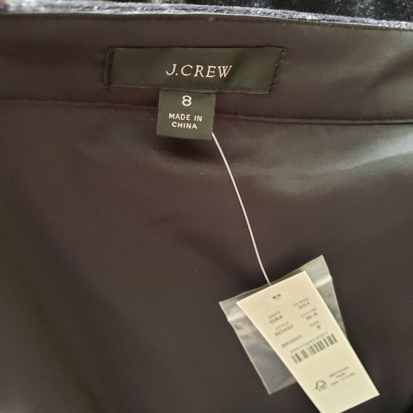 J. Crew Velvet Puff Sleeve Button Front Square Neck Dress Women's Size 8 Black - Picture 9 of 12